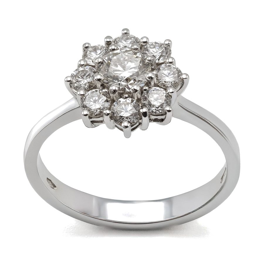 Margherita di diamanti – Diamante centrale con corona di brillanti.