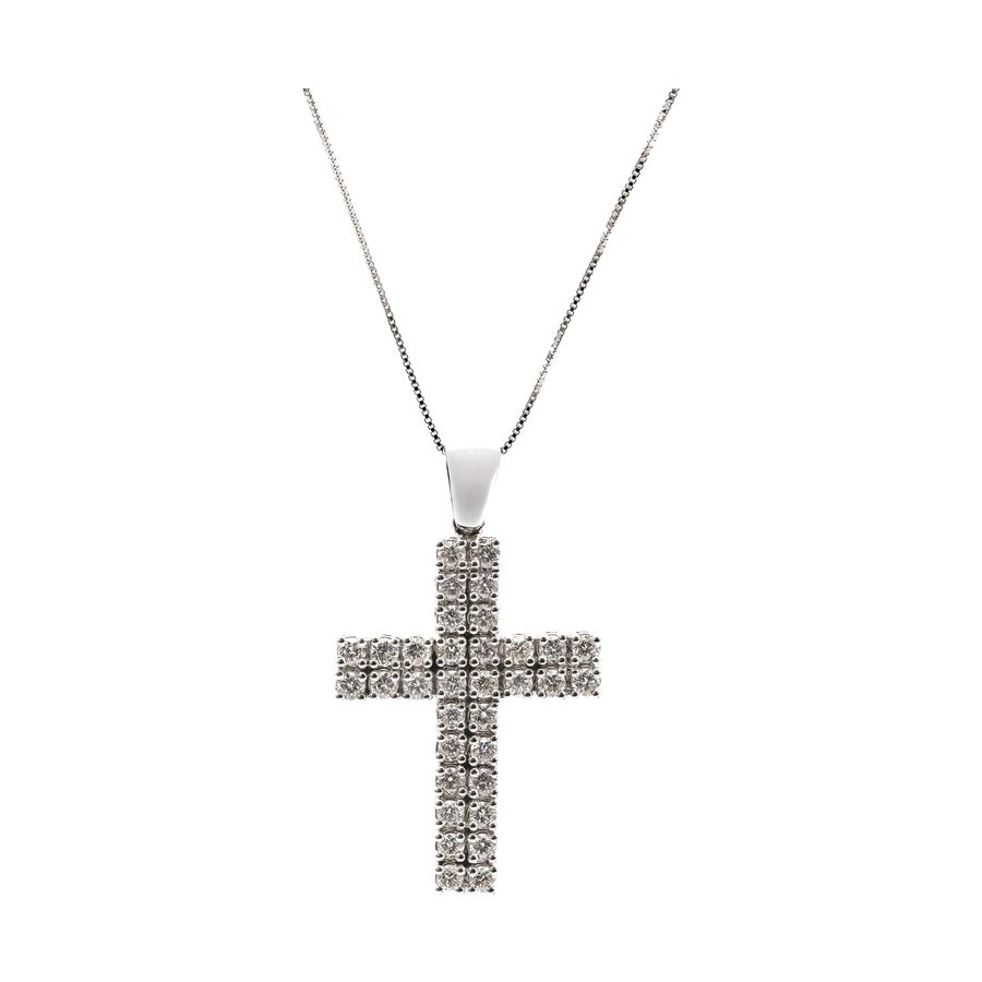Croce di diamanti – Croce a doppia fila di diamanti taglio brillante.